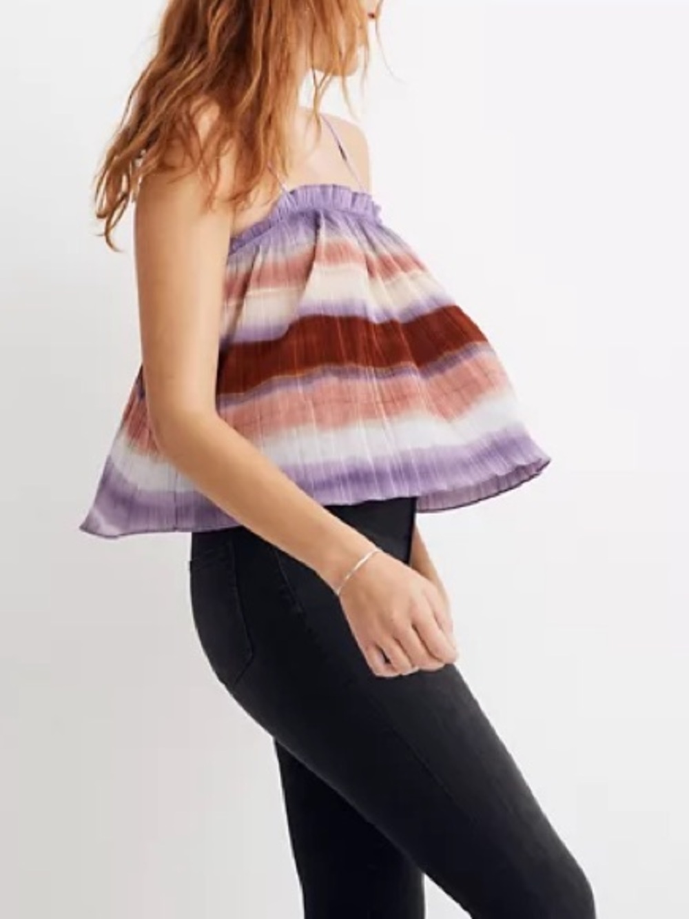 Madewell Texture & Thread Micropleat Tank in Ombré Rainbow